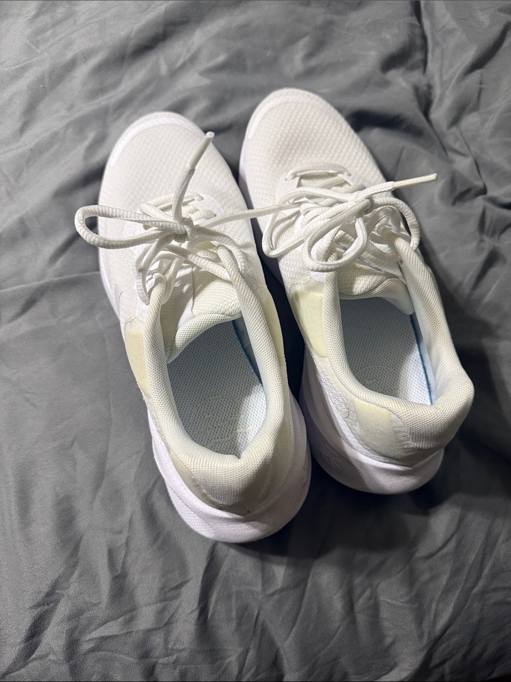 Nike Women's All-White Knit Lace-Up Running Sneakers